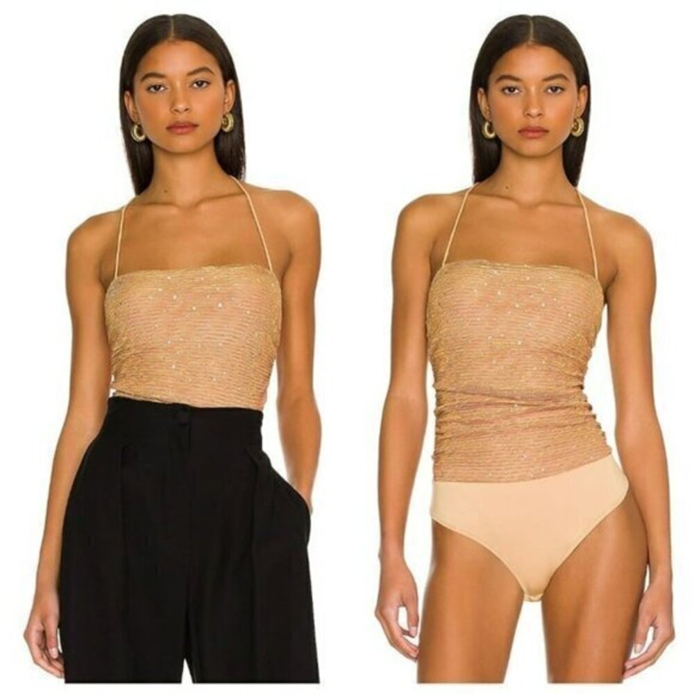 MORE TO COME Olivia Sparkle Cami Bodysuit - Caramel